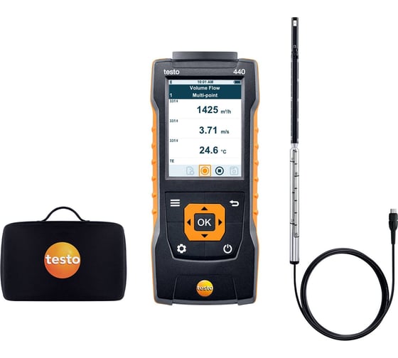 Комплект Testo 440 с зондом с обогреваемой струной и кейсом с поверкой 0563 4400П 1