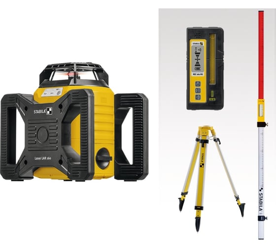 Ротационный лазерный нивелир STABILA LAR 160 + ресивер REC160 RG + строительный штатив BST-S + нивелирная рейка NL + визирная пластина + очки 19241