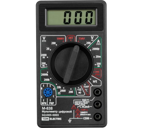 Мультиметр цифровой TDM ELECTRIC серия МастерЭлектрик М-838 SQ1005-0003