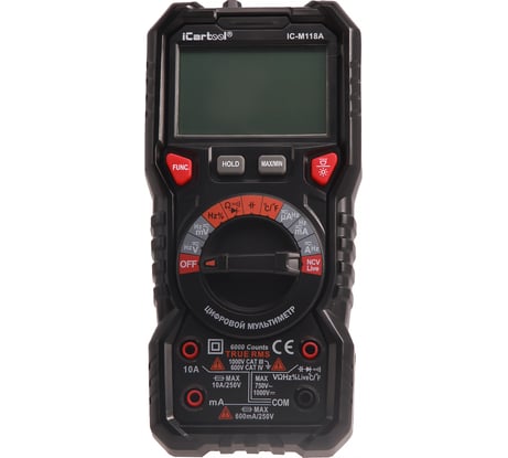 Цифровой мультиметр iCartool CATIII 1000V, СATIV 600V, TrueRMS, AC/DC IC-M118A