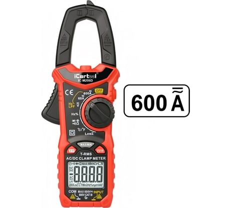 Токовые клещи постоянного/переменного тока iCarTool 600 A IC-M206D