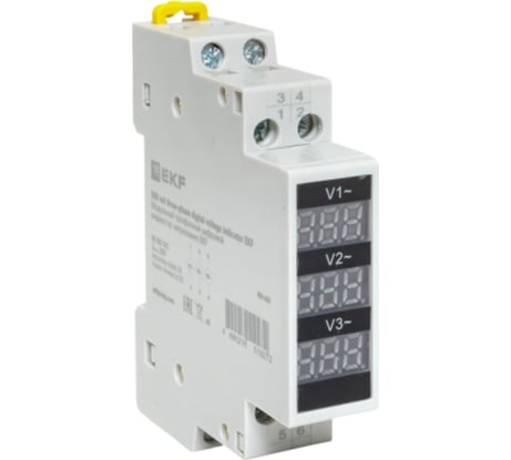 Модульный трехфазный цифровой индикатор напряжения EKF VDI-G33