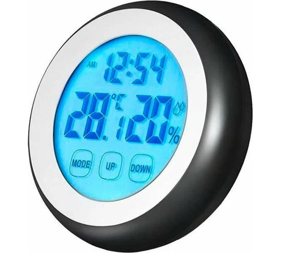 Часы-метеостанция Perfeo Ike чёрный, (PF-F3305B) время, температура, влажность 30018536