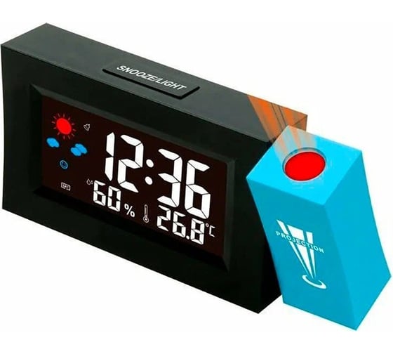 Часы-метеостанция Perfeo Talas чёрный, (PF-F8290) время, температура, влажность 30018543