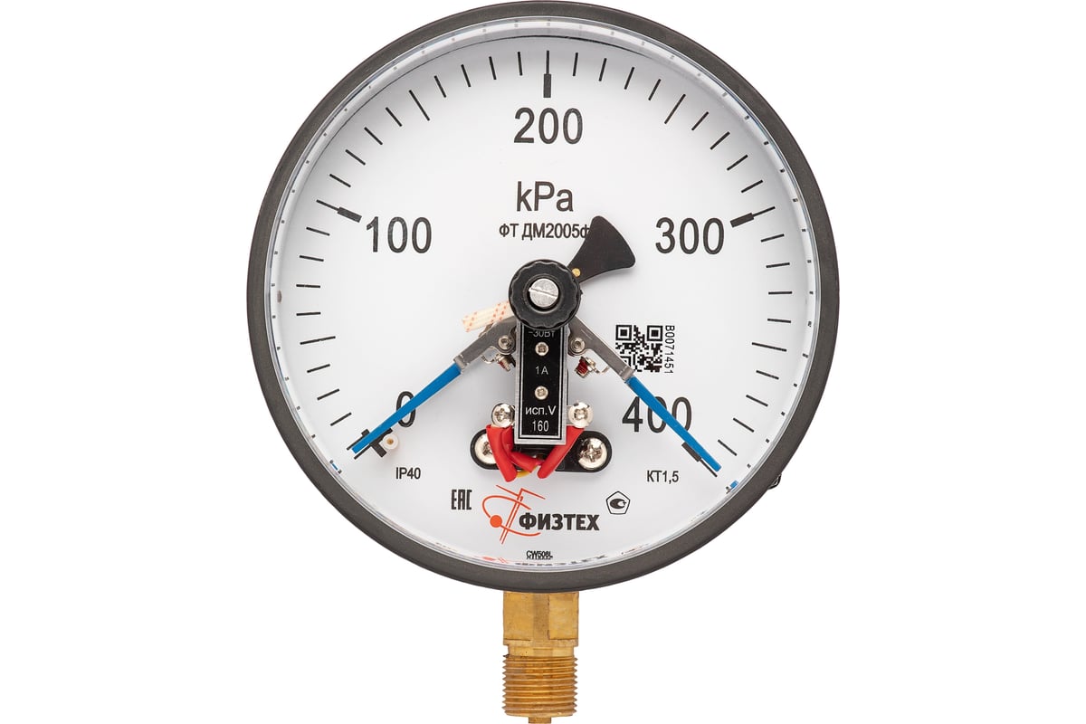 Манометр ПО Физтех, АО ДМ2005ф исп V 0-400 кПа кт.1,5 d.160 IP40 M20*1,5 РШ  4687205178138