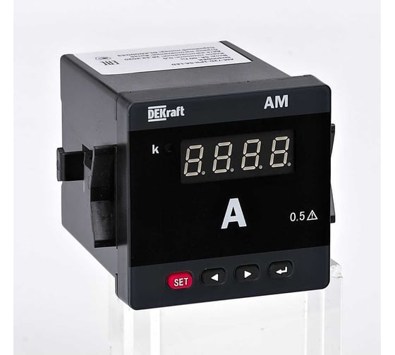 Амперметр цифровой DEKraft 96x48мм однофазный, вход 1А, выход DO, LED-дисплей АМ-48D 50329DEK 1
