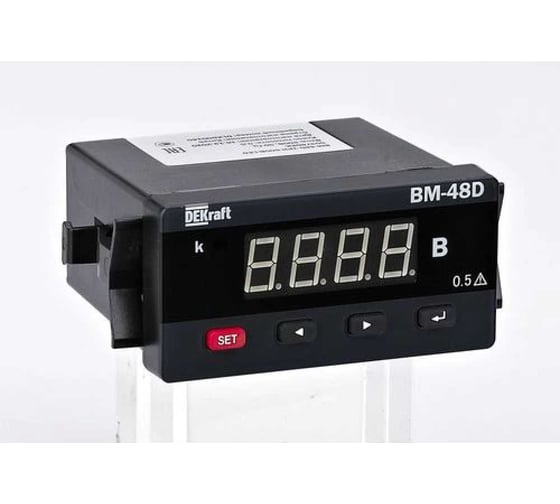 Вольтметр цифровой DEKraft 96x48мм однофазный, вх 100В, вых DO+RS485, LED-дисплей ВМ-48D 50377DEK 1