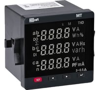 Цифровой мультитметр DEKraft 96x96мм трехфазный, вход 100В 5А, LCD-дисплей МТ-96D 51426DEK