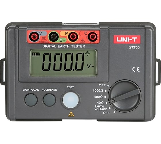 Цифровой измеритель сопротивления заземления до 4000 ом UNI-T UT522, 00-00003081 - выгодная цена, отзывы, характеристики, фото - купить в Москве и РФ