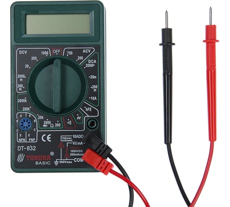 Мультиметр TUNDRA DT-832, ACV/DCV, DCA, 200-2МОм, прозвон 1026050