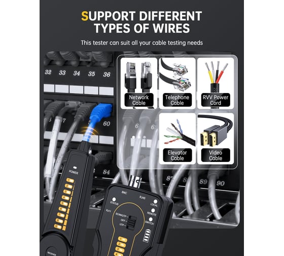 Тестер-трассоискатель кабеля 5Bites EXPRESS UTP / STP / BNC / TEL / POE LY-CT032 PRO