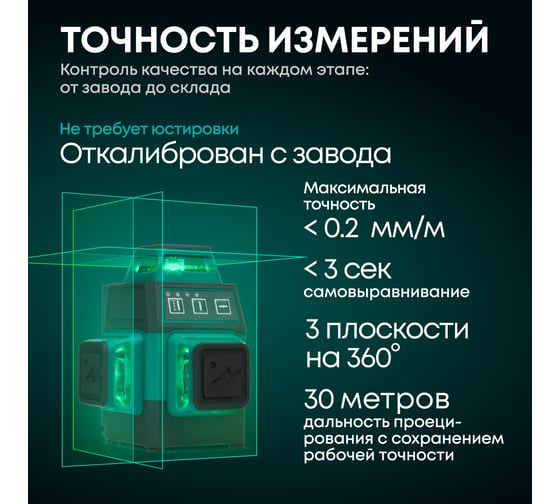Лазерный уровень Rokodil 3D Ray Air (set мини), лазерный нивелир, 360 градусов, 12 линий, зеленый луч 1049996