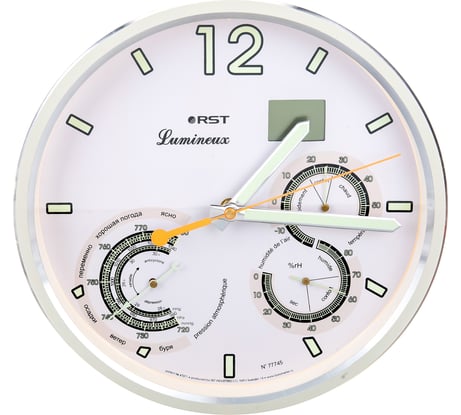 Настенные часы RST, метеостанция часы, барометр, термометр, гигрометр, дата RST77745