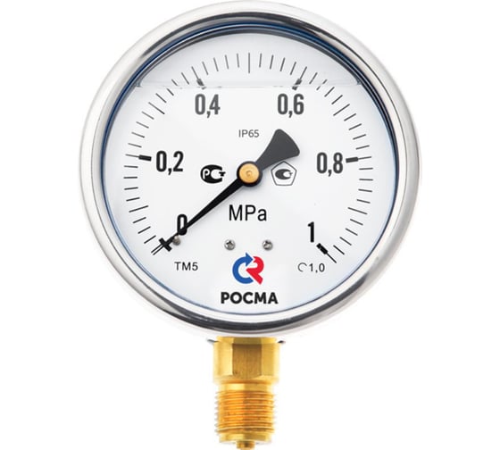 Виброустойчивый манометр РОСМА ТМ-520P.20 (0-1.6МПа) ДК100 G1/2, силикон, кл. точн. 1.0 D070-01350 1