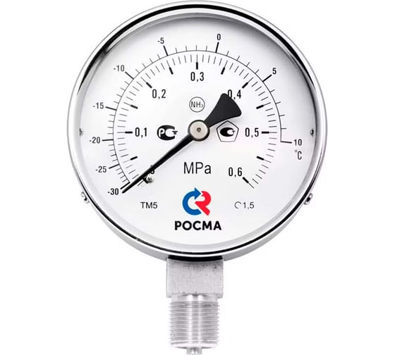Аммиачный мановакуумметр РОСМА ТМВ-511Р.00 NH3 (-0.1-2.4МПа) ДК100 G1/2, кл. точн. 1.5 D070-03668 1