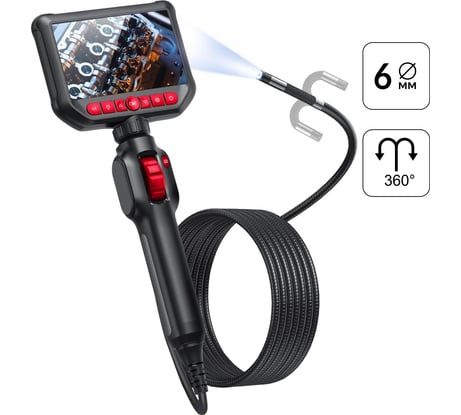 Видеоэндоскоп управляемый iCarTool экран 4.3, 2Мп, 1920x1080, 1.5м, зонд 6мм, 360 IC-VC156