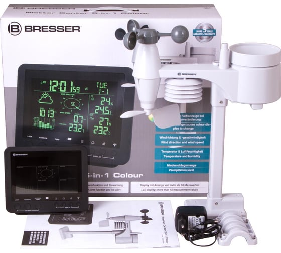 Метеостанция Bresser «5 в 1» с цветным дисплеем, черная 73260