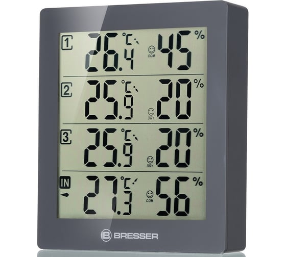 Метеостанция Bresser Temeo Hygro Quadro, серая 75692