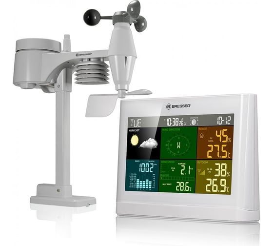 Метеостанция Bresser Comfort «5 в 1» с цветным дисплеем, белая 76456