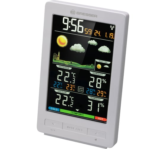 Метеостанция Bresser ClimaTemp WS с цветным дисплеем, белая 77563