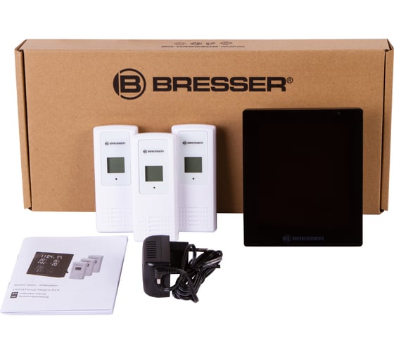 Метеостанция Bresser ClimaTemp Hygro Quadro с тремя датчиками, черная 77031