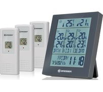 Метеостанция Bresser Temeo Hygro Quadro Prestige с тремя датчиками, серая 78586