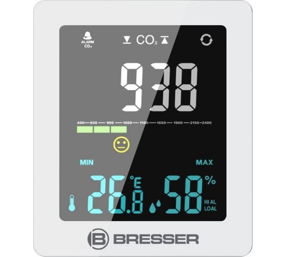 Гигрометр Bresser Air Quality Smile с датчиком CO, белый 78438