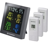 Гигрометр Bresser ClimaTemp Hygro Quadro с тремя датчиками, серый 77138