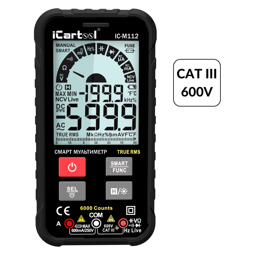 Цифровой смарт мультиметр iCarTool с подсветкой экрана CATIII 600V ...