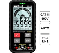 Цифровой смарт мультиметр iCarTool с подсветкой экрана CATIII 600V, TrueRMS, AC/DC IC-M112