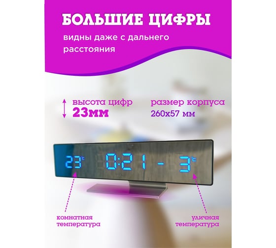 Метеостанция BVItech синий/зеркало BV-43BMx