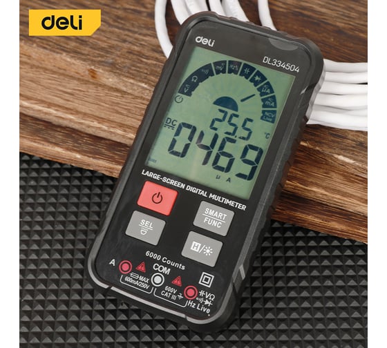 Многофункциональный цифровой мультиметр DELI DL334504 (напряжение 0.06-600 В, сила тока 0.006-0.6 А, сопротивление 60 МОм) 134672
