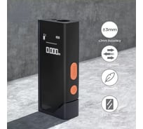 Лазерный дальномер DELI Home Series Black DL331140 диапазон измерений 0,05-40м, точность измерения +/-3мм, 370 мАч, OLED дисплей, Type-C 170179