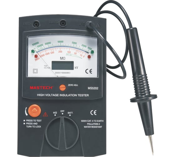Аналоговый измеритель сопротивления изоляции (мегаомметр) Mastech MS5202 00-00001498