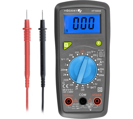 Цифровой профессиональный мультиметр Hogert Technik HT1E602