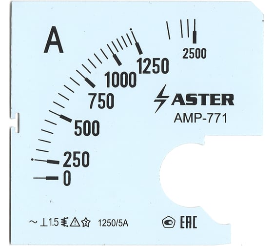 Шкала к амперметру AMP-771 Aster 1250/5 А SC771-1250 1