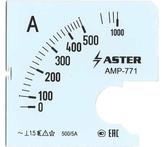 Шкала Aster к амперметру AMP-771 500/5 А SC771-500