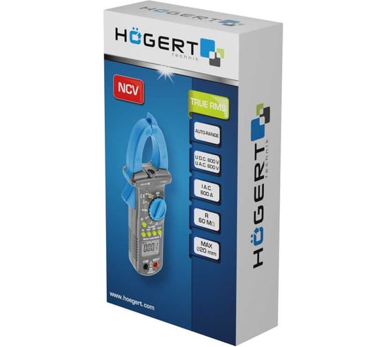 Цифровой токовый тестер HOEGERT TECHNIK универсальный с клещами HT1E621
