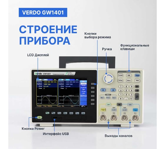 Генератор сигналов VERDO GW1401 30 МГц, 500 Мвыб/с GW140100