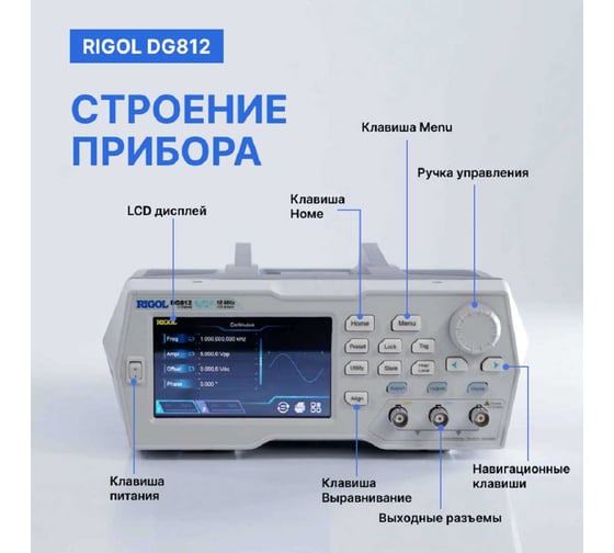 Генератор сигналов с полосой пропускания Rigol 10 МГц DG812