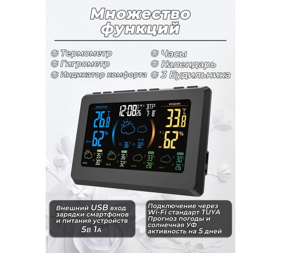 Метеостанция BVItech TUYA с беспроводным датчиком BTW BV-679