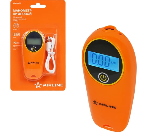 Манометр цифровой Airline ЖК дисплей, с аккумулятором, 10 атм AEAS008 1
