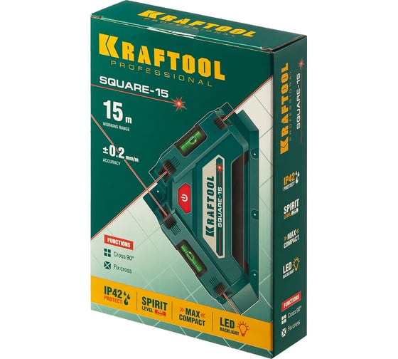 Лазерный угольник для кафеля KRAFTOOL Square-15 34705