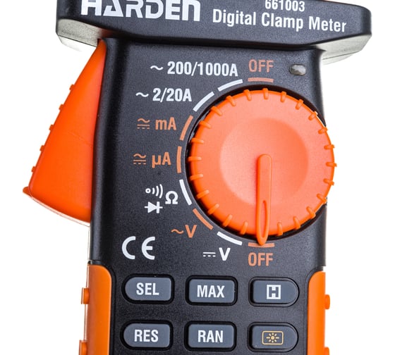 Цифровой мультиметр с токовыми клещами Harden охват губок 65 мм 661003