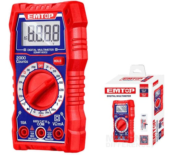 Мультиметр цифровой EMTOP ЖК-дисплей на 2000 отсчетов EDMR16002