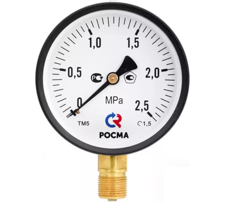 Манометр РОСМА ТМ-310Р.00 (0-10кгс/см2) М12x1.5 2.5, общетехнический, 63мм D070-06137