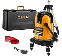 Лазерный самовыравнивающийся уровень DEKO в кейсе LL57 PRO SET 2 PREMIUM со штативом 1 м, 5 линий, красный луч 065-0104-1