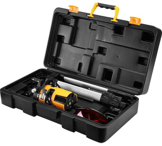 Лазерный самовыравнивающийся уровень DEKO в кейсе LL57 PRO SET 2 PREMIUM со штативом 1 м, 5 линий, красный луч 065-0104-1