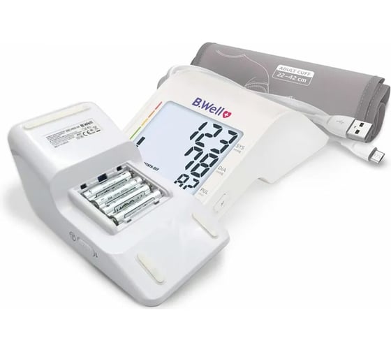Тонометр B.WELL MED-53cord, манжета 22-42 см, автоматический, на плечо, USB-кабель, без адаптера ОФИСМАГ 631362 1