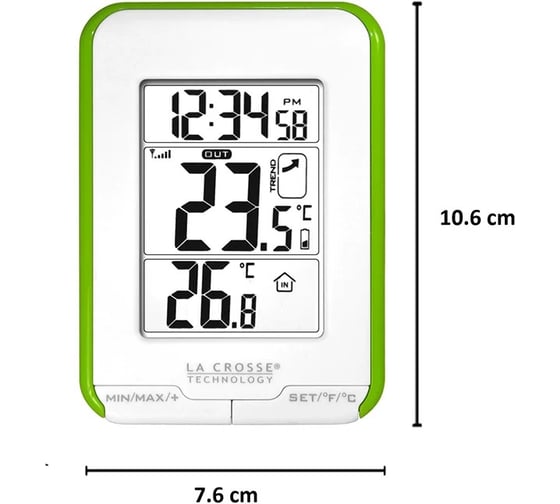 Термометр La Crosse Technology WS6810 с наружным датчиком, зеленый WS6810W-GREEN
